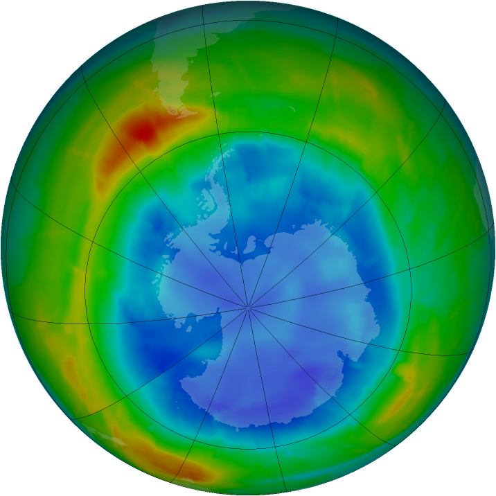 Antarctic ozone map for 26 August 2010